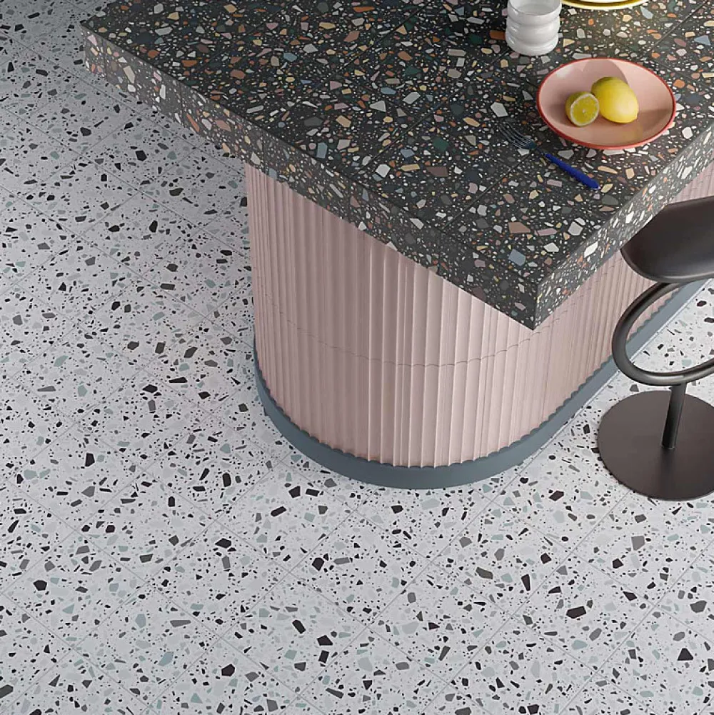 Aelle Carrelage Carrelage Sol Effet Terrazzo|Carrelage Sol Pour Cuisine<Carrelage sol / mur terrazzo multicouleur 18,6x18,6 cm CONFETTI BIANCO GRIGIO