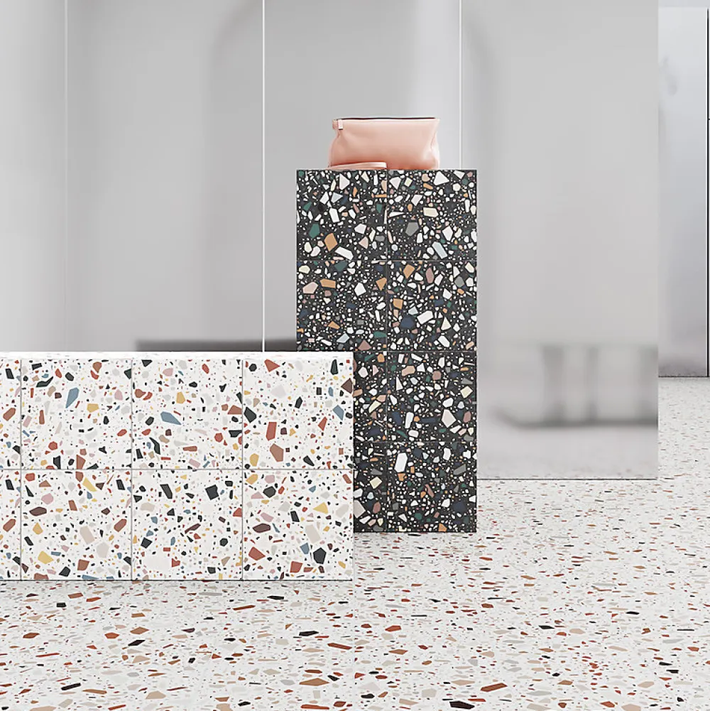 Aelle Carrelage Carrelage sol / mur terrazzo multicouleur 18,6x18,6 cm CONFETTI BIANCO MULTICOLOR- Carrelage Sol Effet Terrazzo