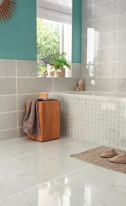 GoodHome Carrelage sol blanc 30 x 60 cm Elegance Marble- Carrelage Mural Pour Pièce À Vivre|Carrelage Mural Effet Marbre