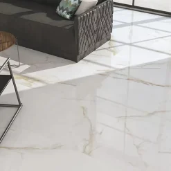 Rentside Carrelage Sol Effet Marbre|Carrelage Sol Pour Pièce À Vivre<Carrelage sol blanc brillant poli l.120 x L.60 cm Royal gold