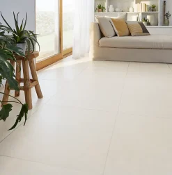 GoodHome Carrelage sol blanc cassé effet béton L.60 x l.60 cm x ép.10 mm, Smooth- Carrelage Sol Pour Pièce À Vivre|Carrelage Mural Pour Cuisine