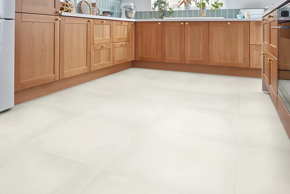 GoodHome Carrelage sol blanc cassé effet béton L.60 x l.60 cm x ép.10 mm, Smooth- Carrelage Sol Pour Pièce À Vivre|Carrelage Mural Pour Cuisine
