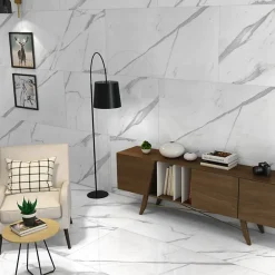 Rentside Carrelage Sol Effet Marbre<Carrelage sol effet marbre brillant blanc l.120 x L.60 cm Statuario