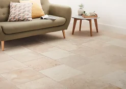 GoodHome Travertin<Carrelage sol et mur beige 40 x 40 cm Travertino pierre naturelle