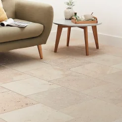 GoodHome Travertin<Carrelage sol et mur beige 40 x 40 cm Travertino pierre naturelle