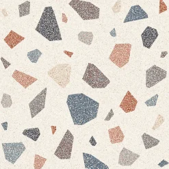 Carrelage sol et mur blanc mat Venise 90 x 90 cm- Carrelage Sol Effet Terrazzo|Carrelage Mural Effet Terrazzo