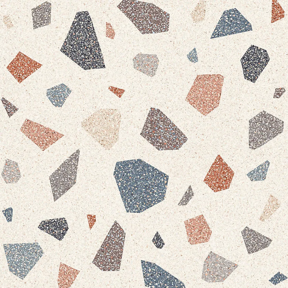 Carrelage sol et mur blanc mat Venise 90 x 90 cm- Carrelage Sol Effet Terrazzo|Carrelage Mural Effet Terrazzo