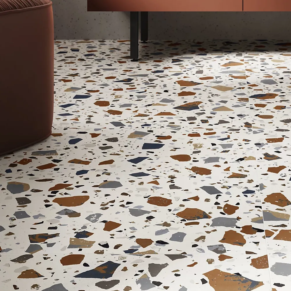 Carrelage Sol Effet Terrazzo|Carrelage Mural Effet Terrazzo<Carrelage sol et mur blanc mat Trend-Deco 90 x 90 cm