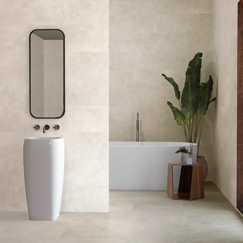 Baldocer Carrelage Mural Effet Béton|Carrelage Mural Pour Douche<Carrelage sol et mur blanc cassé effet béton L.60 x l.60 cm x ép.9.3 mm, Asphalt