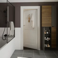 GoodHome Carrelage sol et mur blanc L.20 x l.20 cm x ép.8,2 mm, Konkrete- Carrelage Mural Pour Wc|Carrelage Sol Pour Wc