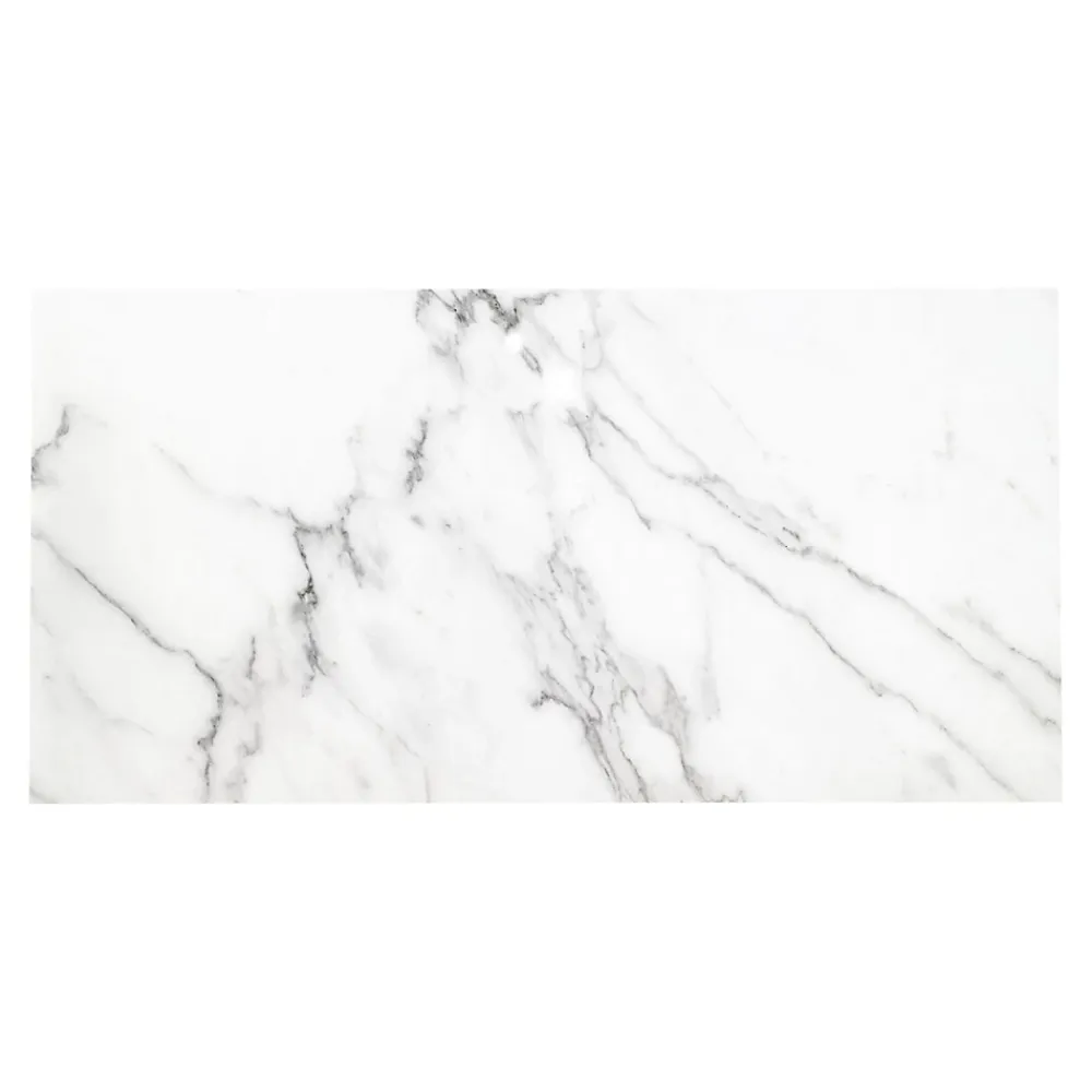 GoodHome Carrelage Mural Pour Wc|Carrelage Mural Effet Marbre<Carrelage sol et mur effet marbre blanc brillant L.61,3 x l.30,3 cm x ép.9 mm, Aruma