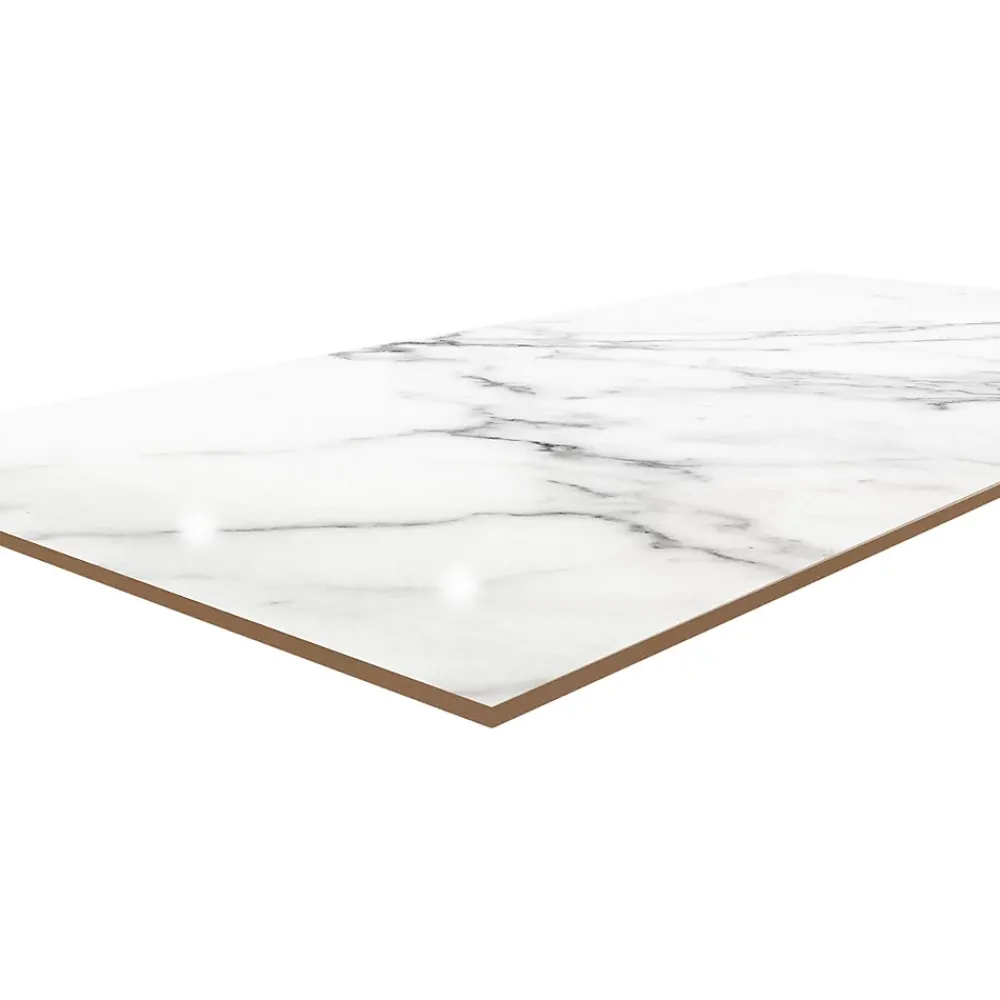 GoodHome Carrelage Mural Pour Wc|Carrelage Mural Effet Marbre<Carrelage sol et mur effet marbre blanc brillant L.61,3 x l.30,3 cm x ép.9 mm, Aruma
