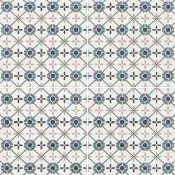 Mykonos Carrelage sol et mur effet carreaux de ciment tons bleus et beiges L.45 x l.45 cm x ép.9,5 mm, Mediterranea Verona- Carrelage Mural Effet Carreaux De Ciment|Carrelage Mural Pour Cuisine