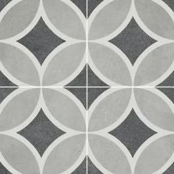 Mykonos Carrelage sol et mur effet carreaux de ciment tons gris L.45 x l.45 cm x ép.9,5 mm, Mediterranea Toscana- Carrelage Mural Pour Douche|Carrelage Sol Pour Salle De Bains