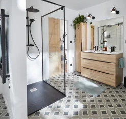 Mykonos Carrelage sol et mur effet carreaux de ciment tons gris L.45 x l.45 cm x ép.9,5 mm, Mediterranea Toscana- Carrelage Mural Pour Douche|Carrelage Sol Pour Salle De Bains