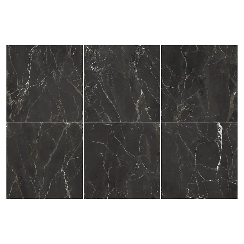 GoodHome Carrelage Mural Pour Douche|Carrelage Mural Pour Wc<Carrelage sol et mur effet marbre anthracite brillant L.60,8 x l.60,8 cm x ép.8,5 mm, Aruma