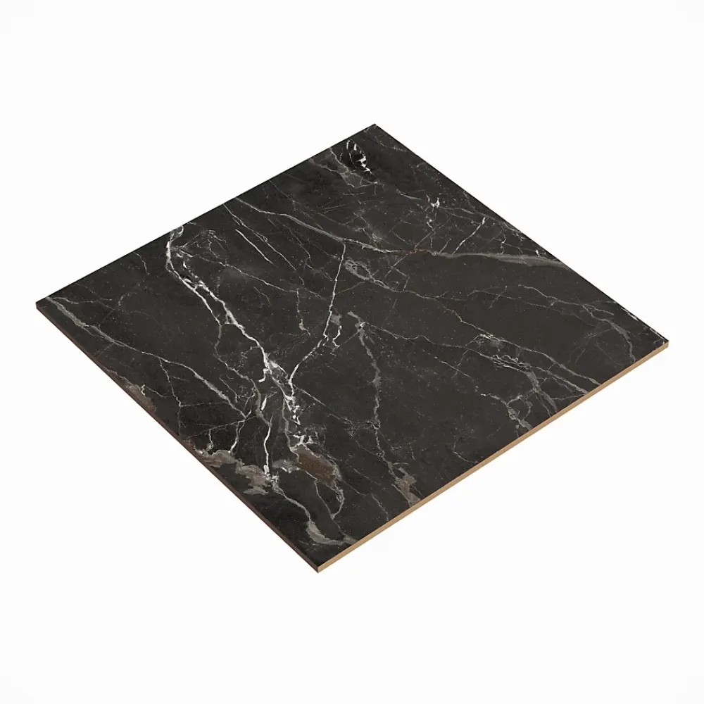 GoodHome Carrelage Mural Pour Douche|Carrelage Mural Pour Wc<Carrelage sol et mur effet marbre anthracite brillant L.60,8 x l.60,8 cm x ép.8,5 mm, Aruma