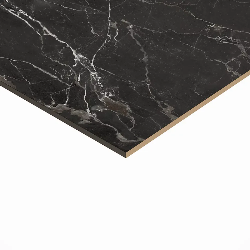 GoodHome Carrelage Mural Pour Douche|Carrelage Mural Pour Wc<Carrelage sol et mur effet marbre anthracite brillant L.60,8 x l.60,8 cm x ép.8,5 mm, Aruma