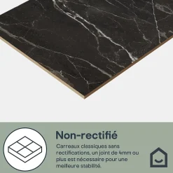 GoodHome Carrelage sol et mur effet marbre anthracite brillant L.61,3 x l.30,3 cm x ép.9 mm, Aruma- Carrelage Mural Pour Wc|Carrelage Mural Effet Marbre