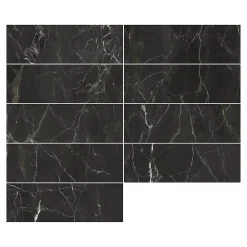 GoodHome Carrelage sol et mur effet marbre anthracite brillant L.61,3 x l.30,3 cm x ép.9 mm, Aruma- Carrelage Mural Pour Wc|Carrelage Mural Effet Marbre