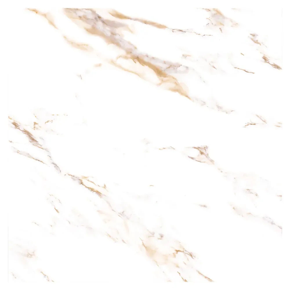 GoodHome Carrelage Mural Effet Marbre|Carrelage Mural Pour Salle De Bains<Carrelage sol et mur effet marbre blanc et doré brillant L.60,8 x l.60,8 cm x ép.8,5 mm - lot de 4, Aruma