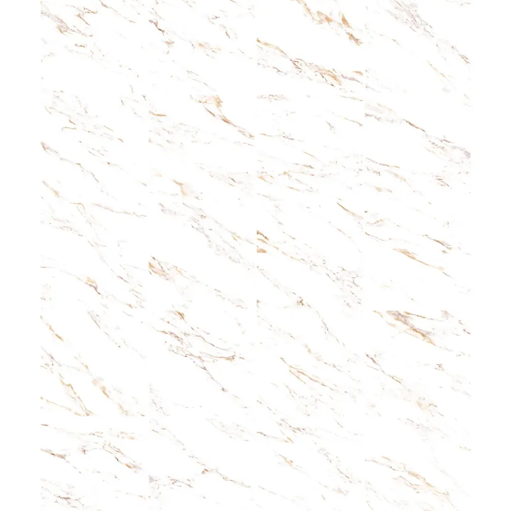 GoodHome Carrelage Mural Effet Marbre|Carrelage Mural Pour Salle De Bains<Carrelage sol et mur effet marbre blanc et doré brillant L.60,8 x l.60,8 cm x ép.8,5 mm - lot de 4, Aruma