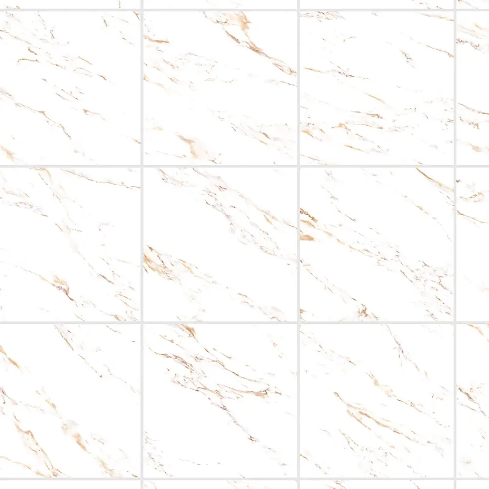 GoodHome Carrelage Mural Effet Marbre|Carrelage Mural Pour Salle De Bains<Carrelage sol et mur effet marbre blanc et doré brillant L.60,8 x l.60,8 cm x ép.8,5 mm - lot de 4, Aruma