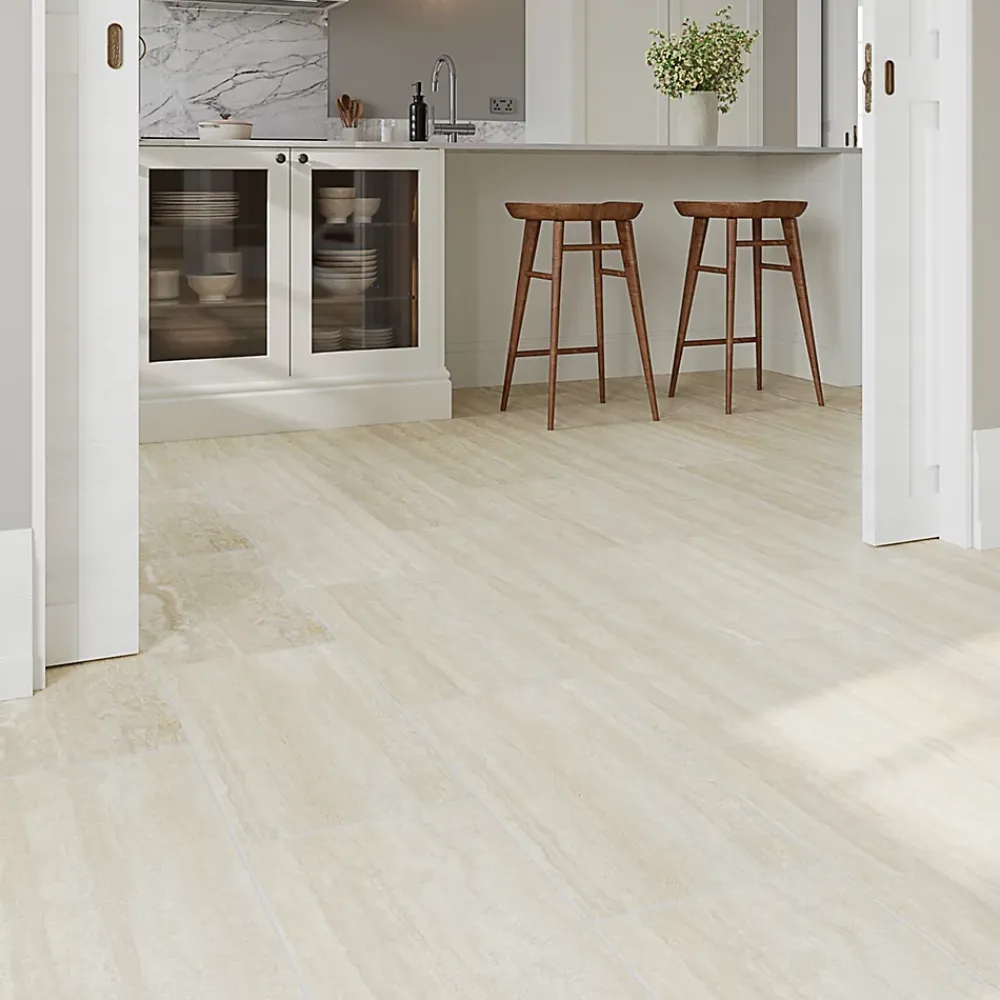 GoodHome Carrelage Mural Effet Pierre|Carrelage Sol Effet Pierre<Carrelage sol et mur intérieur beige effet pierre L.59,5 x l.29,5 cm x ép.8,7 mm, Kyat