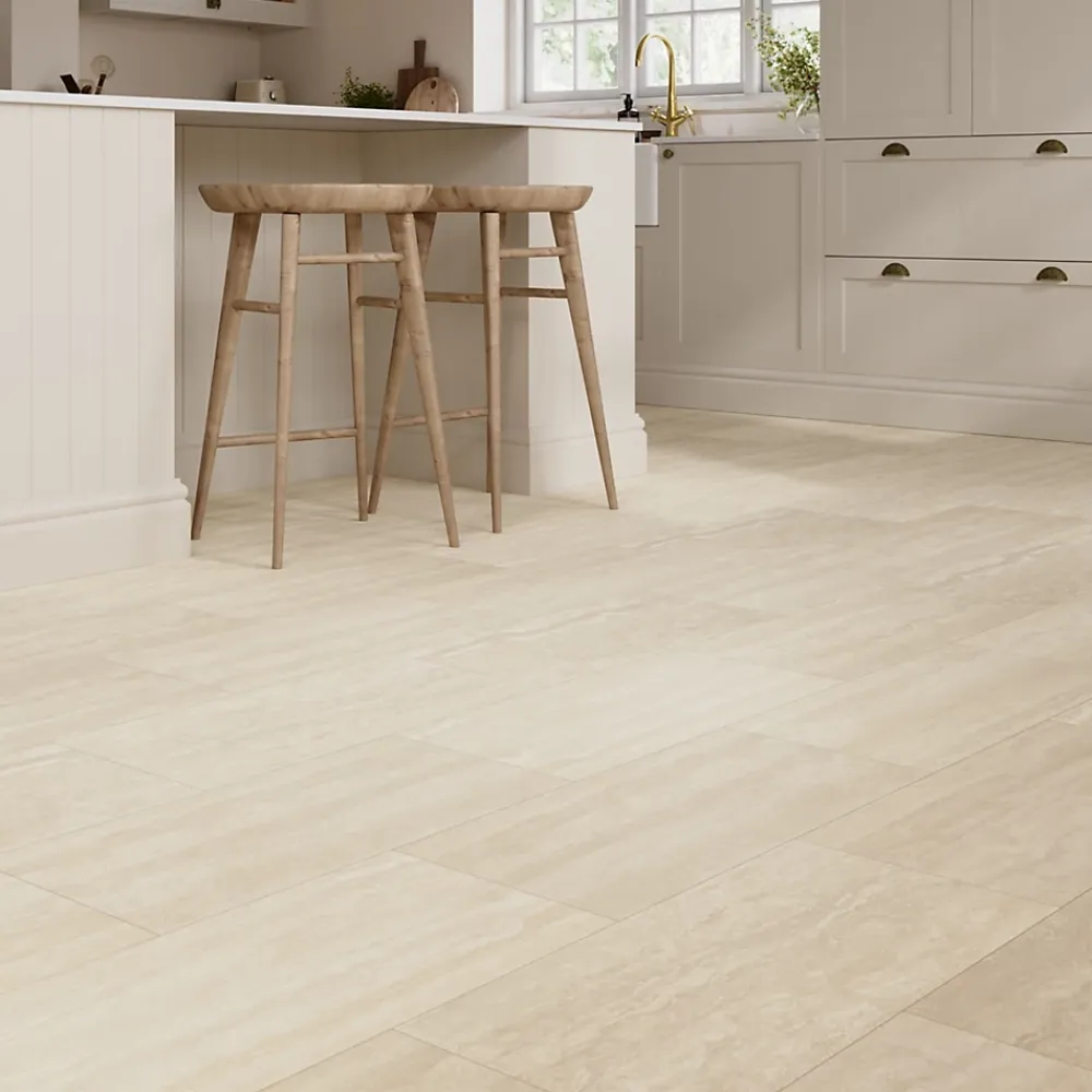 GoodHome Carrelage Mural Effet Pierre|Carrelage Sol Effet Pierre<Carrelage sol et mur intérieur beige effet pierre L.59,5 x l.29,5 cm x ép.8,7 mm, Kyat