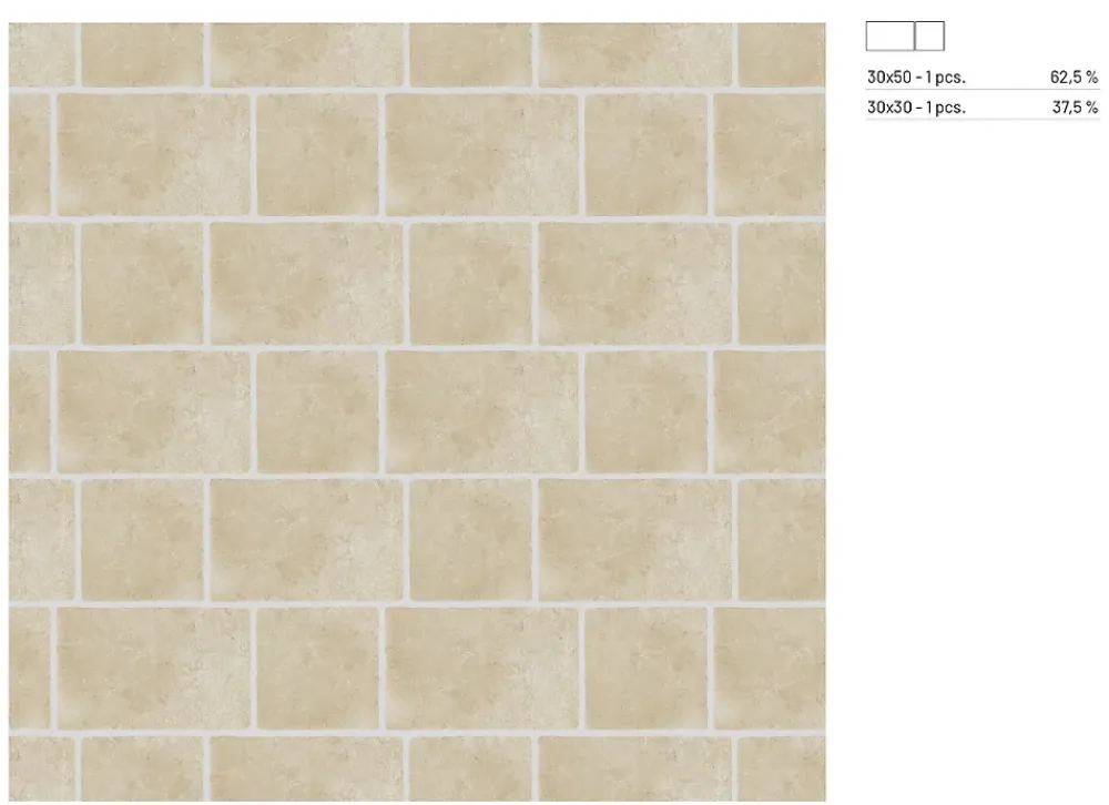 Carrelage sol et mur intérieur en grès cérame émaillé effet pierre ivoire mat L.50 x l.30 cm x ép.9 mm, Sunstone- Carrelage Mural Pour Cuisine|Carrelage Mural Pour Salle De Bains