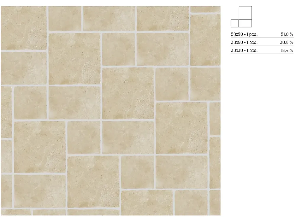 Carrelage sol et mur intérieur en grès cérame émaillé effet pierre ivoire mat L.50 x l.30 cm x ép.9 mm, Sunstone- Carrelage Mural Pour Cuisine|Carrelage Mural Pour Salle De Bains