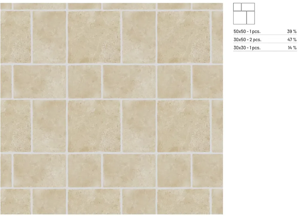 Carrelage sol et mur intérieur en grès cérame émaillé effet pierre ivoire mat L.50 x l.30 cm x ép.9 mm, Sunstone- Carrelage Mural Pour Cuisine|Carrelage Mural Pour Salle De Bains