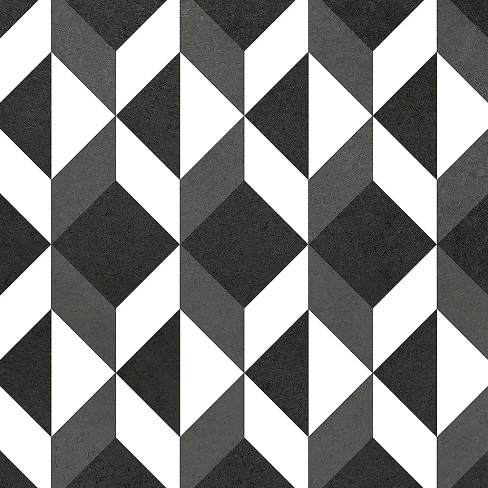 Carrelage sol et mur intérieur effet carreaux de ciment noirs et blancs L.20 x l.20 cm x ép.7,4 mm, Glamour Slate Mix- Carrelage Mural Effet Carreaux De Ciment|Carrelage Mural Pour Pièce À Vivre