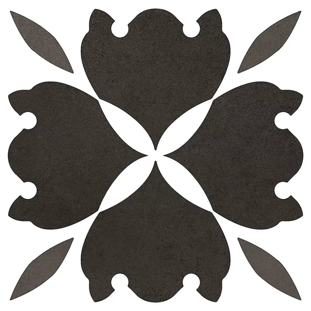 Carrelage sol et mur intérieur effet carreaux de ciment noirs et blancs L.20 x l.20 cm x ép.7,4 mm, Glamour Slate Mix- Carrelage Mural Effet Carreaux De Ciment|Carrelage Mural Pour Pièce À Vivre