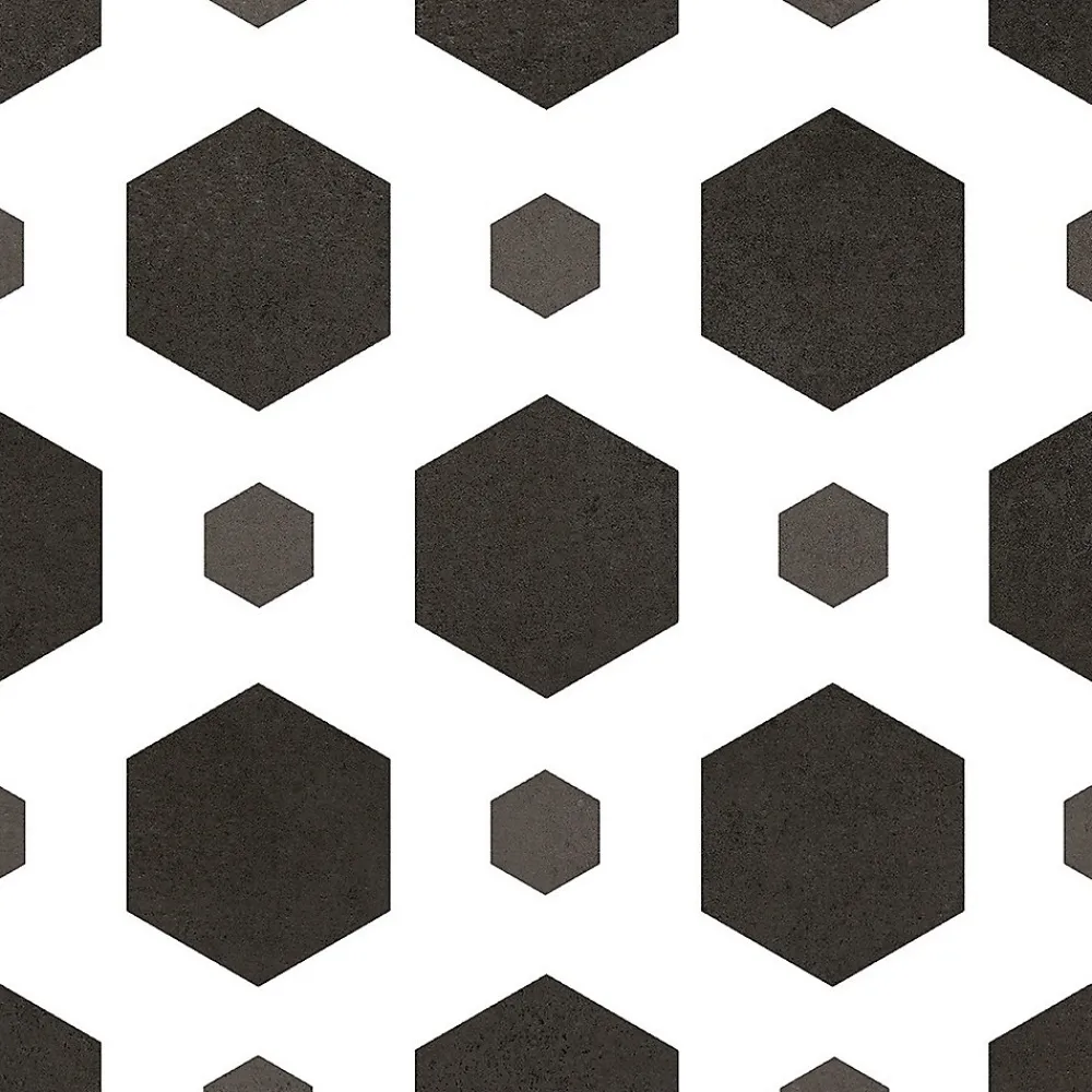 Carrelage sol et mur intérieur effet carreaux de ciment noirs et blancs L.20 x l.20 cm x ép.7,4 mm, Glamour Slate Mix- Carrelage Mural Effet Carreaux De Ciment|Carrelage Mural Pour Pièce À Vivre