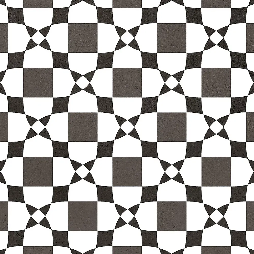 Carrelage sol et mur intérieur effet carreaux de ciment noirs et blancs L.20 x l.20 cm x ép.7,4 mm, Glamour Slate Mix- Carrelage Mural Effet Carreaux De Ciment|Carrelage Mural Pour Pièce À Vivre