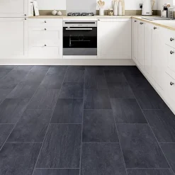 GoodHome Carrelage sol et mur intérieur noir effet pierre L.60 x l.30 cm x ép.9,5 mm, Oikos- Carrelage Mural Pour Wc|Carrelage Mural Effet Pierre