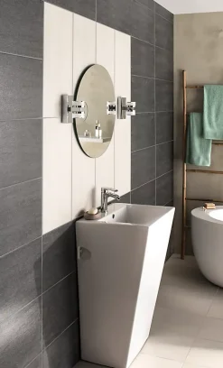 GoodHome Carrelage sol et mur intérieur noir effet pierre L.60 x l.30 cm x ép.9,5 mm, Oikos- Carrelage Mural Pour Wc|Carrelage Mural Effet Pierre
