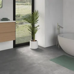 Ecoceramic Carrelage sol et mur intérieur gris moyen effet béton L.60 x l.60 cm x ép.9,5 mm, District- Carrelage Mural Effet Béton|Carrelage Mural Pour Cuisine