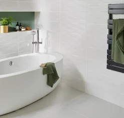 GoodHome Carrelage sol et mur intérieur blanc mat L.60 x l.60 cm x ép.9 mm, Plain- Carrelage Mural Pour Wc|Carrelage Sol Pour Wc