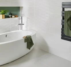 GoodHome Carrelage sol et mur intérieur blanc mat L.60 x l.60 cm x ép.9 mm, Plain- Carrelage Mural Pour Wc|Carrelage Sol Pour Wc