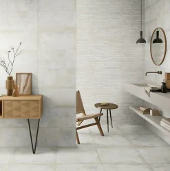 Carrelage Mural Effet Béton|Carrelage Mural Pour Douche<Carrelage sol et mur intérieur en grès cérame émaillé effet béton blanc satin L.61 x l.31 cm x ép.8 mm, Malt