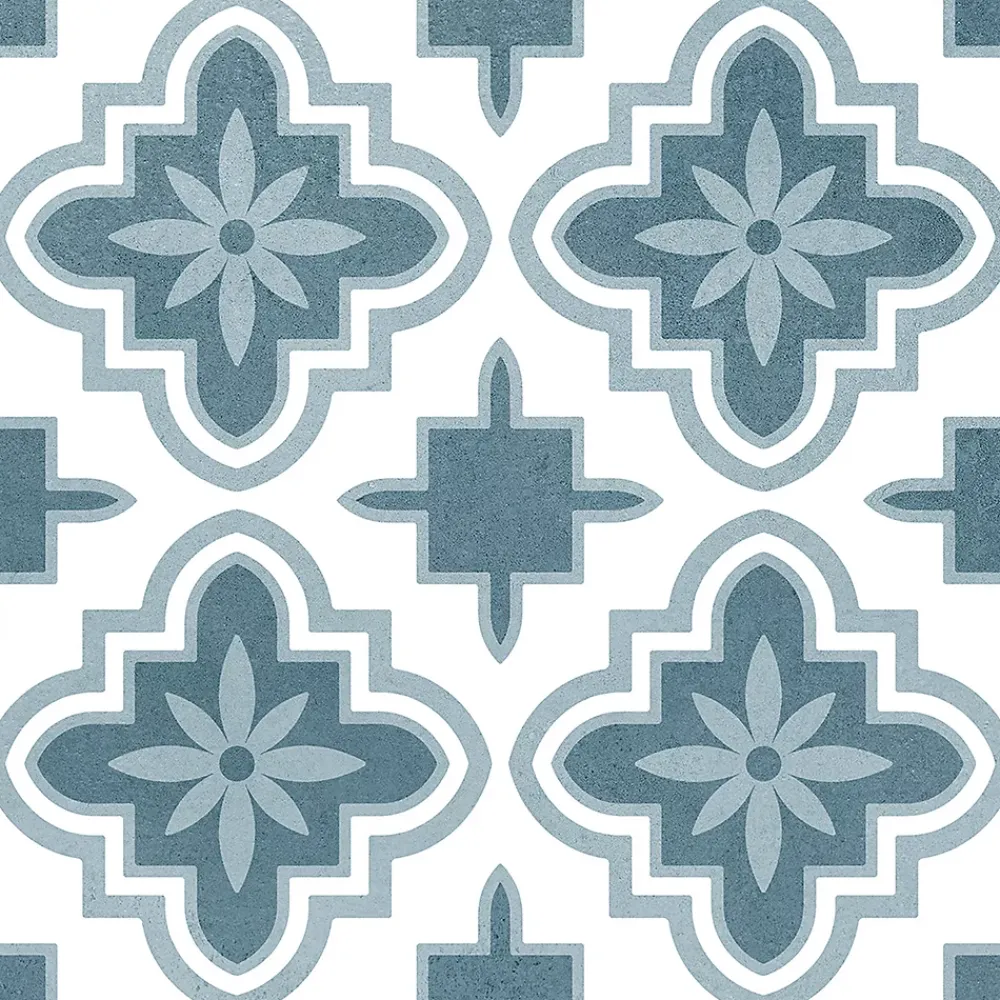 Carrelage sol et mur intérieur effet carreaux de ciment tons bleus L.20 x l.20 cm x ép.7,4 mm, Glamour Océan Mix- Carrelage Mural Effet Carreaux De Ciment|Carrelage Mural Pour Cuisine