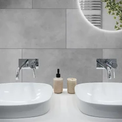 GoodHome Carrelage sol et mur intérieur gris mat effet béton L.61,7 x l.30,7 cm x ép.7,4 mm, Konkrete- Carrelage Mural Pour Douche|Carrelage Mural Pour Wc