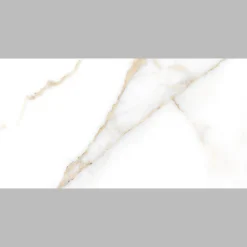 Carrelage sol et mur intérieur en grès cérame émaillé effet marbre blanc et doré poli L.60 x l.30 cm x ép.9 mm, Fiordo Reve- Carrelage Mural Pour Pièce À Vivre|Carrelage Mural Effet Marbre