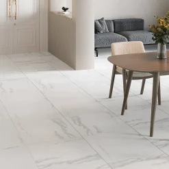 GoodHome Carrelage sol et mur intérieur en grés cérame émaillé effet marbre blanc poli L.60 x l.60 cm x ép.9 mm, Ultimate Marble- Carrelage Mural Effet Marbre|Carrelage Sol Effet Marbre