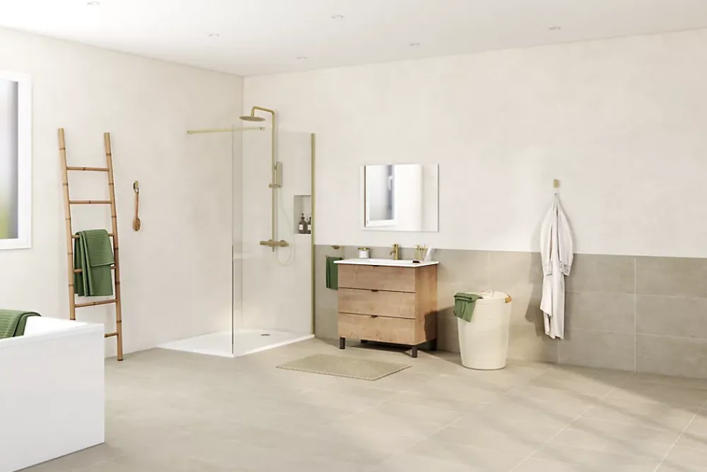 Carrelage Mural Pour Wc|Carrelage Mural Effet Béton<Carrelage sol et mur intérieur beige effet pierre L.60,4 x l.30 cm x ép.7,4 mm, Mitha