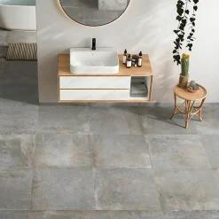 Carrelage Mural Pour Wc|Carrelage Mural Pour Salle De Bains<Carrelage sol et mur intérieur gris effet pierre L.60 x l.60 cm x ép.9 mm, Volcano