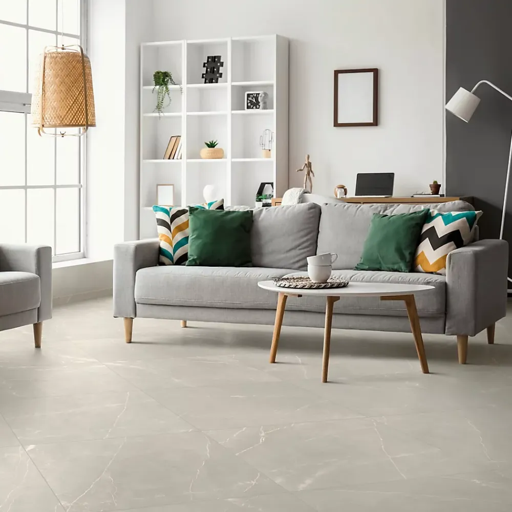 Carrelage sol et mur intérieur effet marbre beige grisé L.61 x l.61 cm x ép.9 mm, Stone Marble- Carrelage Sol Effet Marbre|Carrelage Sol Pour Pièce À Vivre
