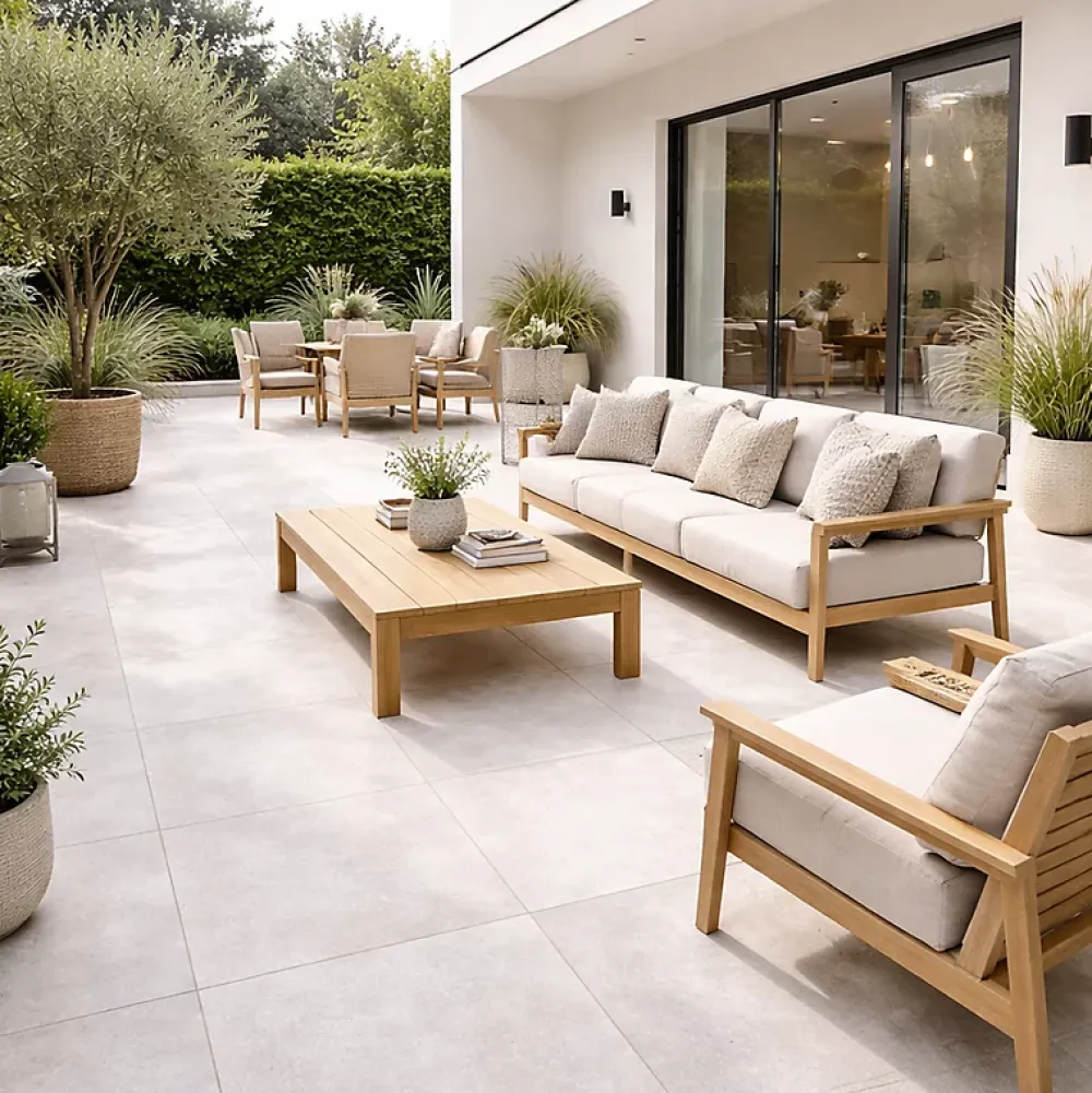 Cristacer Carrelage Extérieur Et Terrasse<Carrelage sol et mur intérieur / extérieur antidérapant effet béton Blent White l.90 X L.90 cm rectifié 1er choix R11